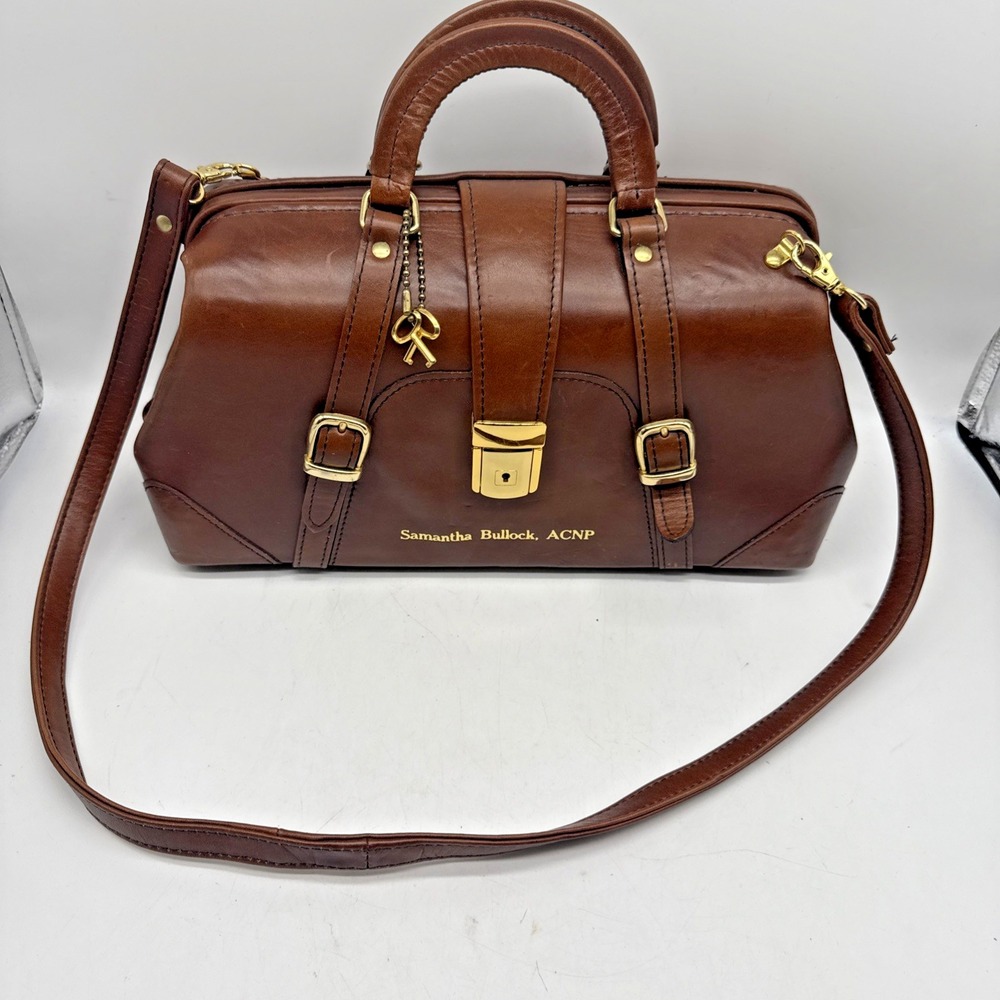 Baron USA Leather Doctor Bag‎ Brown Brass Hardware Vintage Satchel Made USA